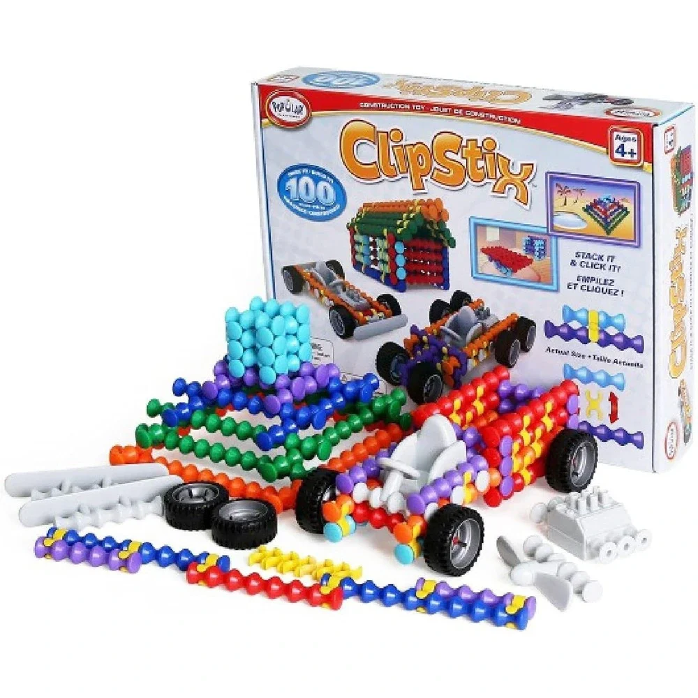 POPULAR PLAYTHINGS Clipstix Construction Toy 100 Pieces Build a car or house etc